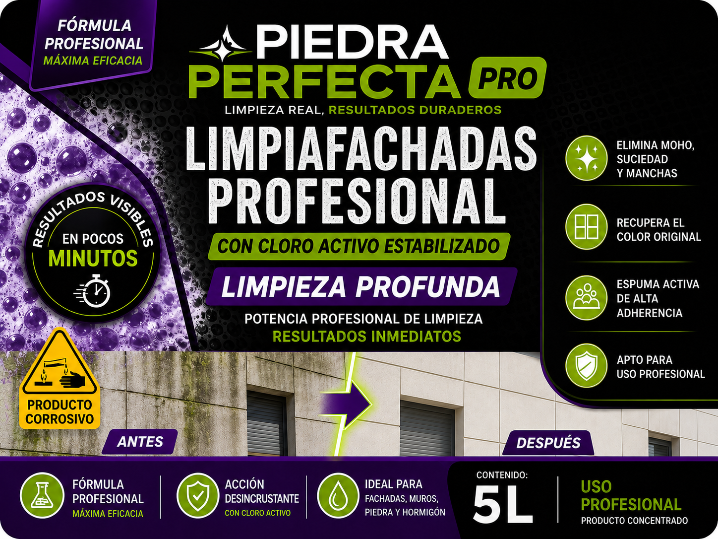 LIMPIADOR DESINCRUSTANTE PARA FACHADAS